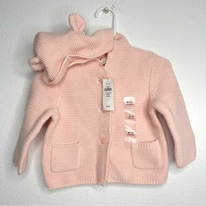 baby gap new with tags pink bear hoodie sweater jacket